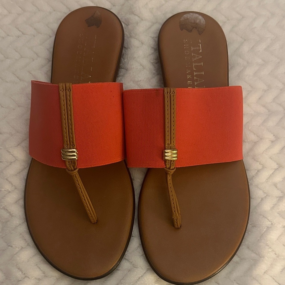 TALLIA Women's Red and Brown Slide Sandals